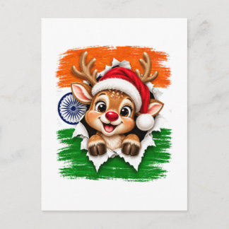 Cartão Postal De Anúncio Rena de Natal Indiana