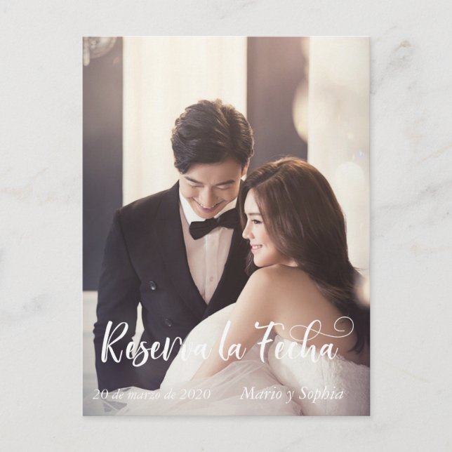 Cartão Postal De Anúncio Reserva La Fecha Foto Salvar a Data Espanhol (Frente)