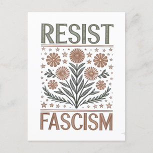 Cartão Postal De Anúncio Resistência ao fascismo Transgênero Floral LGBTQ A