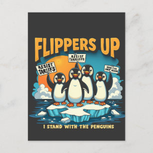Cartão Postal De Anúncio Resistir Eu Fico Com Pinguins