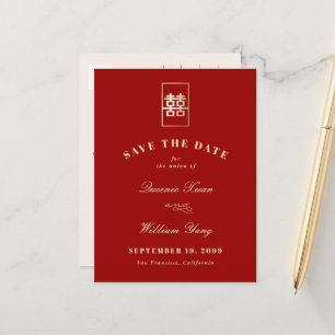 Cartão Postal De Anúncio Retângulo Simples Duplo Xi Chinês Save The Date