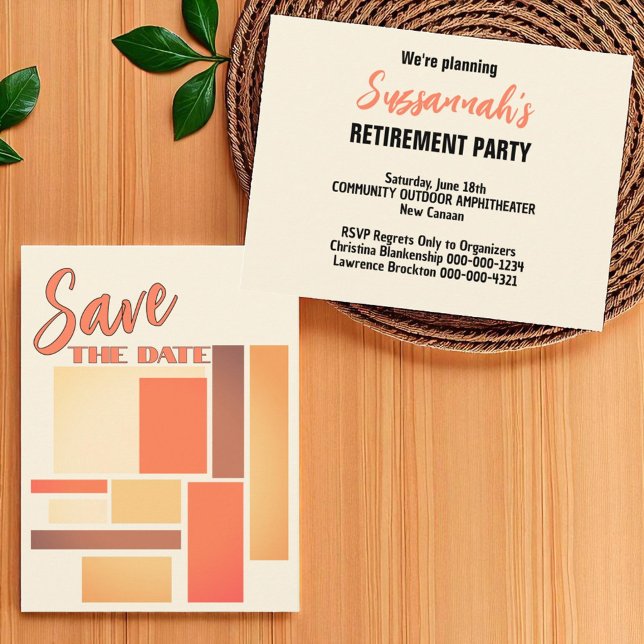 Cartão Postal De Anúncio Retirement Party Save The Date Announcement (front and template back retirement save the date postcard)