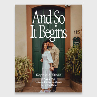 Cartão Postal De Anúncio Retro 90s And So It Begins Photo Save The Date