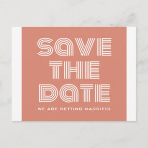 Cartão Postal De Anúncio Retro Save the Date Postcard, Orange