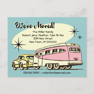 Cartão Postal De Anúncio Retro Trailer que nós movemos