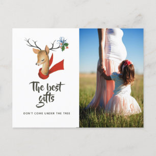 Cartão Postal De Anúncio Retro Vintage Renas de Natal Bebê Esperado