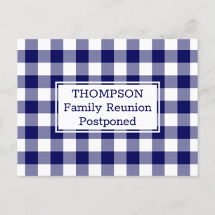 Cartão Postal De Anúncio Reunião da Família Adiada do Cheque Branco Azul