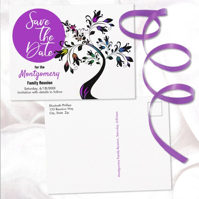 Cartão Postal De Anúncio Reunião Familiar Guardar Personalizado Da Árvore D (Criador carregado)