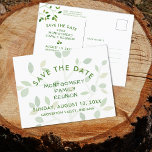 Cartão Postal De Anúncio Reunião Familiar Salva A Árvore Verde De Data<br><div class="desc">Envie as informações SAVE THE DATE para a reunião de sua família ou reunião de família utilizando esses cartões postais que contêm um design de árvore de família moderno e minimalista em tons de verde. Todo texto é editável. Estão também disponíveis suprimentos de grupos de coordenação e itens de novidade....</div>