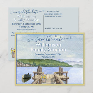 Cartão Postal De Anúncio Reunião Familiar Salve a Data Código QR do Dock do