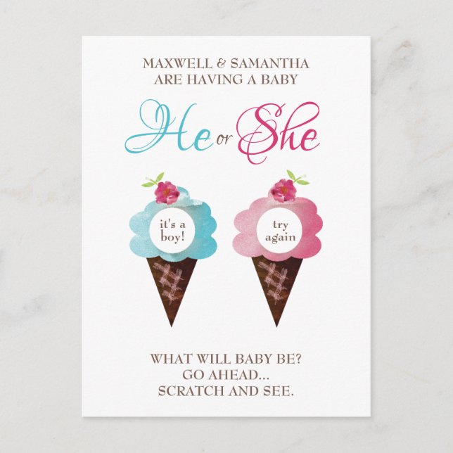 Cartão Postal De Anúncio Revelador de Gênero (não é um revelador real) (Frente)