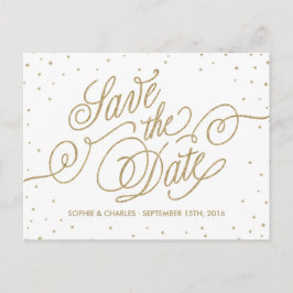 Cartão Postal De Anúncio Rico de Estrelas de Glitter Douradas Salve o Cartã