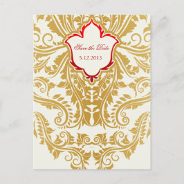 Cartão Postal De Anúncio Rico floresce Ouro Casamento Salve as Datas