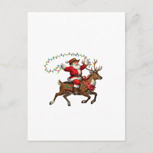 Cartão Postal De Anúncio Rodeio Cavalgada de Natal do Papai Noel Ocidental 