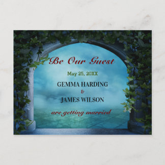 Cartão Postal De Anúncio Romance Fantasia Grega Arco Horta Azul Salvar Data