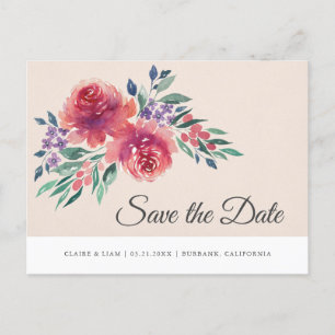 Cartão Postal De Anúncio Romântica Aquarela Salvar A Data