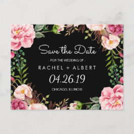 Cartão Postal De Anúncio Romântico Rosa Floral Elegante Casamento Salve a D