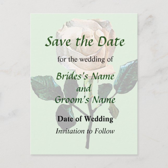 Cartão Postal De Anúncio Rosa Branca Delicada Guardar a Data (Frente)