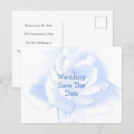 Cartão Postal De Anúncio Rosa Desenho Azul Casamento Salvar A Data
