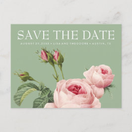 Cartão Postal De Anúncio Rosa do SAGE WEDDING, cor-de-rosa, salvar a data