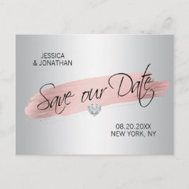 Cartão Postal De Anúncio Rosa Dourado Folha de Casamento SALVE NOSSA DATA