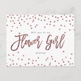 Cartão Postal De Anúncio rosa gold confetti você será meu cartão de florist