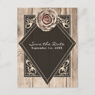 Cartão Postal De Anúncio Rosa Rústica Elegante Diamante de Madeira Salve a 