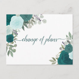 Cartão Postal De Anúncio Rosas Azul-turquesa Elegantes Mudança de Planos de