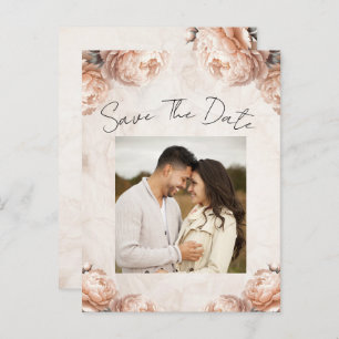 Cartão Postal De Anúncio Rosas claro Flores de Península Salvem Data