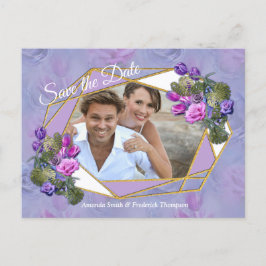 Cartão Postal De Anúncio Rosas e Tulipas de Aquarela Azul Violeta com c Dou
