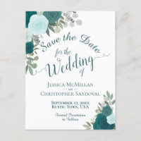 Rosas Elegante Teal Turquoise Casamento Salve a Da