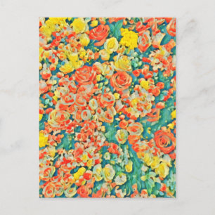 Cartão Postal De Anúncio Rosas Florais Antigas Jardim Florido