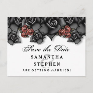 Cartão Postal De Anúncio Rosas Pretas Brancas e Vermelhas no Halloween Salv