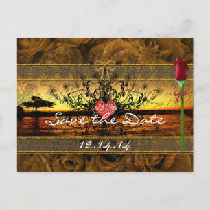 Cartão Postal De Anúncio Rosas Sepia Antigas sob as Ondas Calmantes