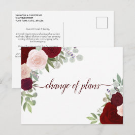 Cartão Postal De Anúncio Rosas Vermelhas & Rosas Elegantes Mudança de Plano