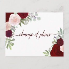 Cartão Postal De Anúncio Rosas Vermelhas & Rosas Elegantes Mudança de Plano