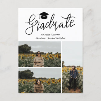 Cartão Postal De Anúncio Roteiro de Graduado | Colagem de Três Fotos de Gra