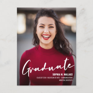Cartão Postal De Anúncio Rótulo de Foto Personalizada de Graduado Universit
