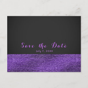 Cartão Postal De Anúncio Roxo Cinza Moderno Glam Sequins Save the Date