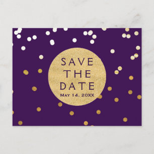 Cartão Postal De Anúncio Roxo & Dourado Confetes Brilhantes Pontos Salve A 