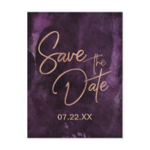 Roxo Escuro & Casamento Rose Gold Salve a Data
