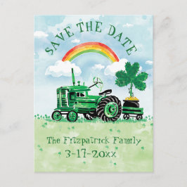 Cartão Postal De Anúncio Rua, Trator de Vintagem do Dia de Patrick.