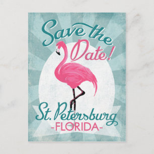 Cartão Postal De Anúncio Ruas Petersburgo Salvem A Data De Rosa Flamingo