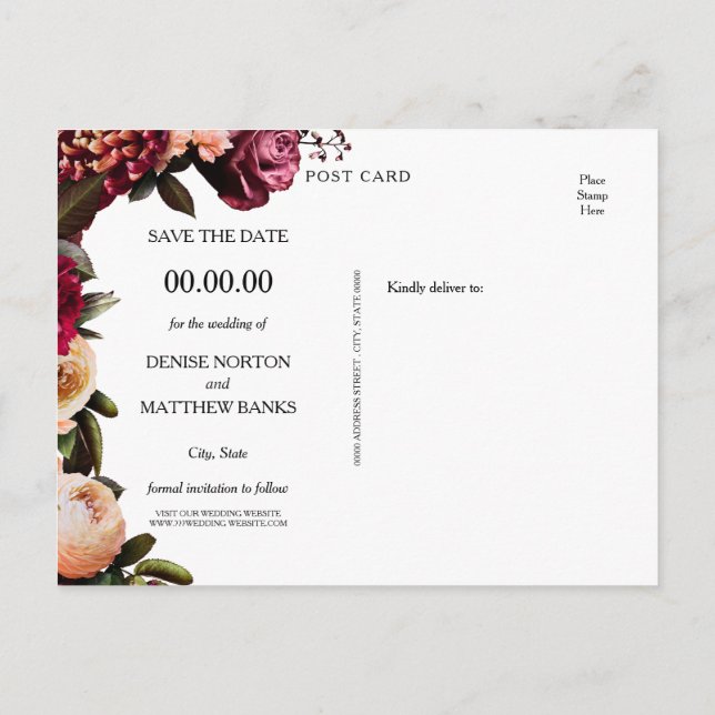 Cartão Postal De Anúncio Rubor e Borgonha (Verso)