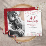 Cartão Postal De Anúncio Ruby Hearts do 40º aniversário Salve a data Foto<br><div class="desc">Apresentando delicados corações rubis confetti,  você pode personalizar com sua foto especial e 40 anos de aniversário de rubis salvar a informação de data em caracteres quânticos. Projetado por Thisnotme©</div>