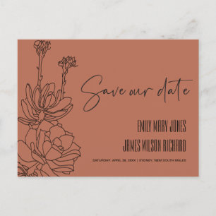 CARTÃO POSTAL DE ANÚNCIO RUST DESERT CACTI SUCCULENT SKETCH SALVE DATA