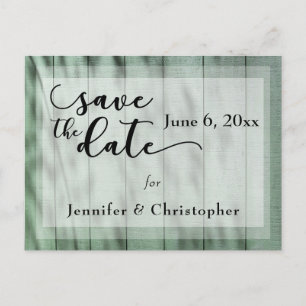 Cartão Postal De Anúncio Rustic, Country Green Wood Weding Date