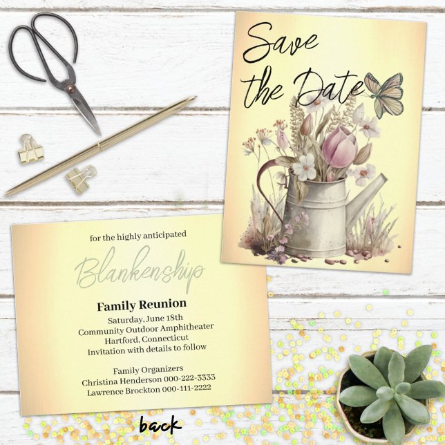 Cartão Postal De Anúncio Rustic Floral Salva A Reunião Da Família (Get your event planning started with the easy to personalize save the date postcard and invitation.)