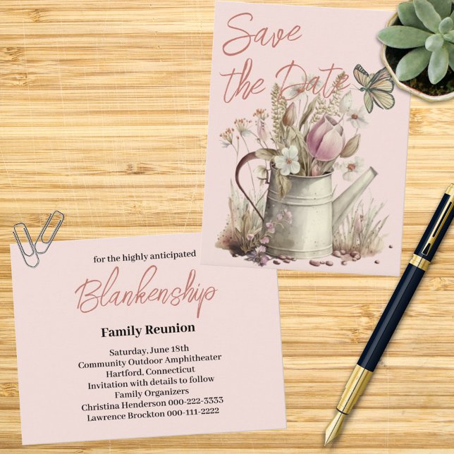 Cartão Postal De Anúncio Rustic Floral Salva A Reunião Da Família (Send this save the date invitation for you family reunion this year. Easy to personalize. )