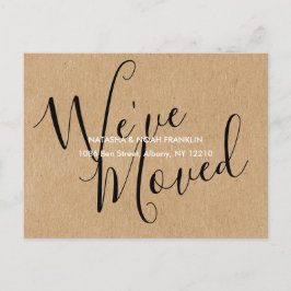 Cartão Postal De Anúncio Rustic Kraft Script Nós Mudamos Novo Endereço Domé